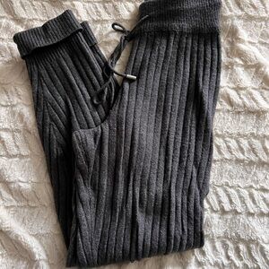 Free People Ribbed Knit Drawstring Lounge Pants - Charcoal Gray